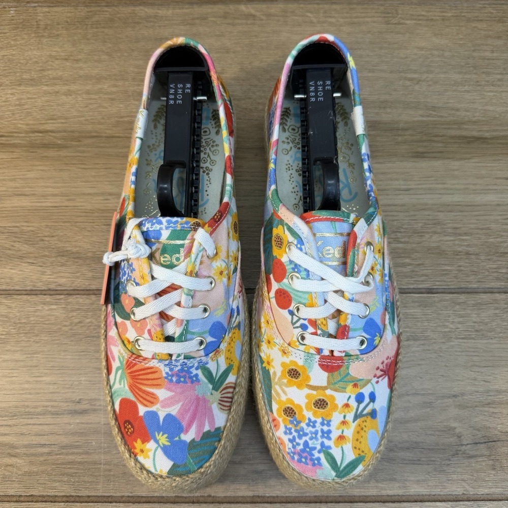 Keds x Rifle Paper Co Triple Kick Jute Sneakers Floral Womens Sz 7.5 NEW - Picture 7 of 10